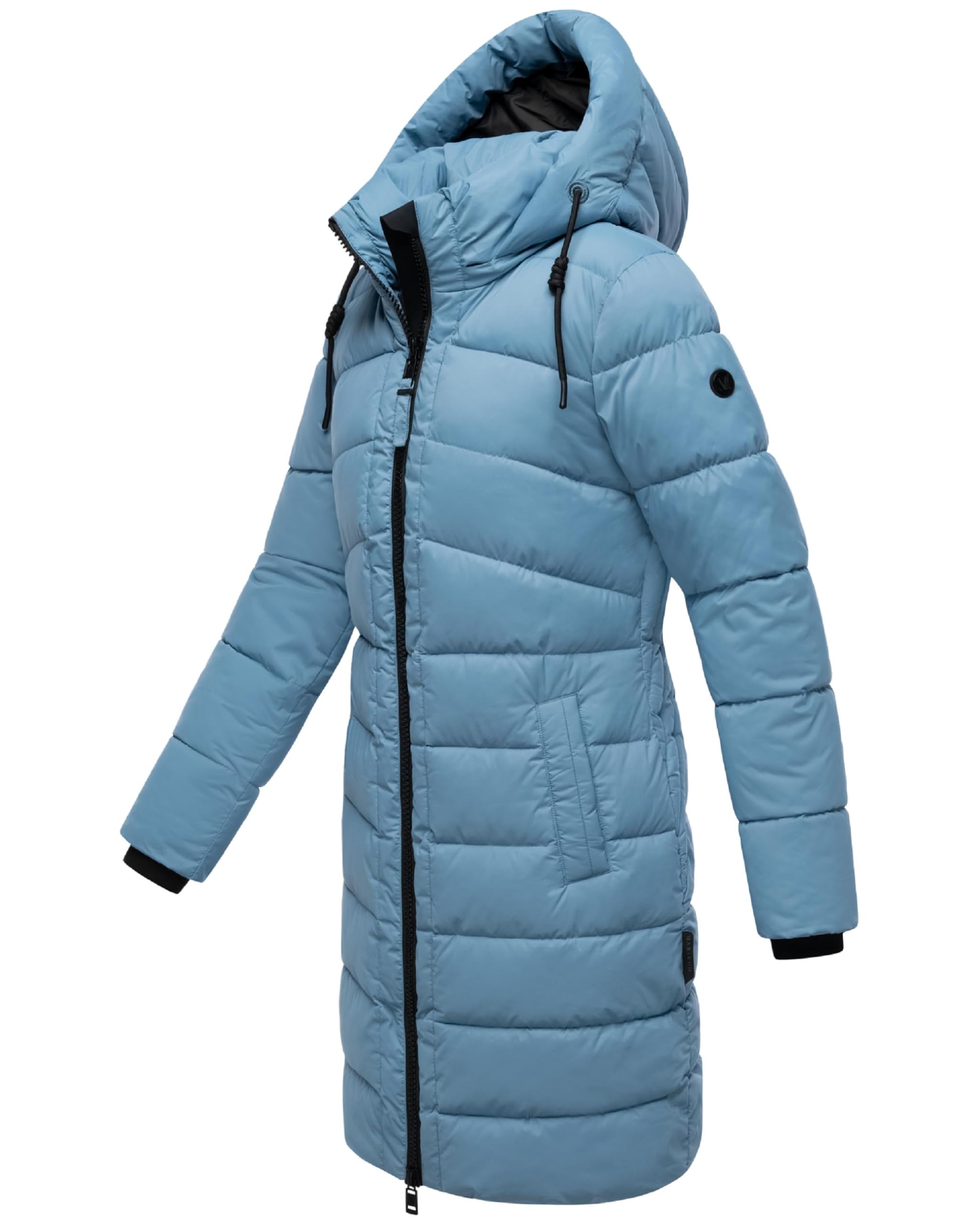 MARIKOO Damen Langer Wintermantel warmer Steppmantel mit abnehmbarer Kapuze Kaltnäschen 16 S-3XL