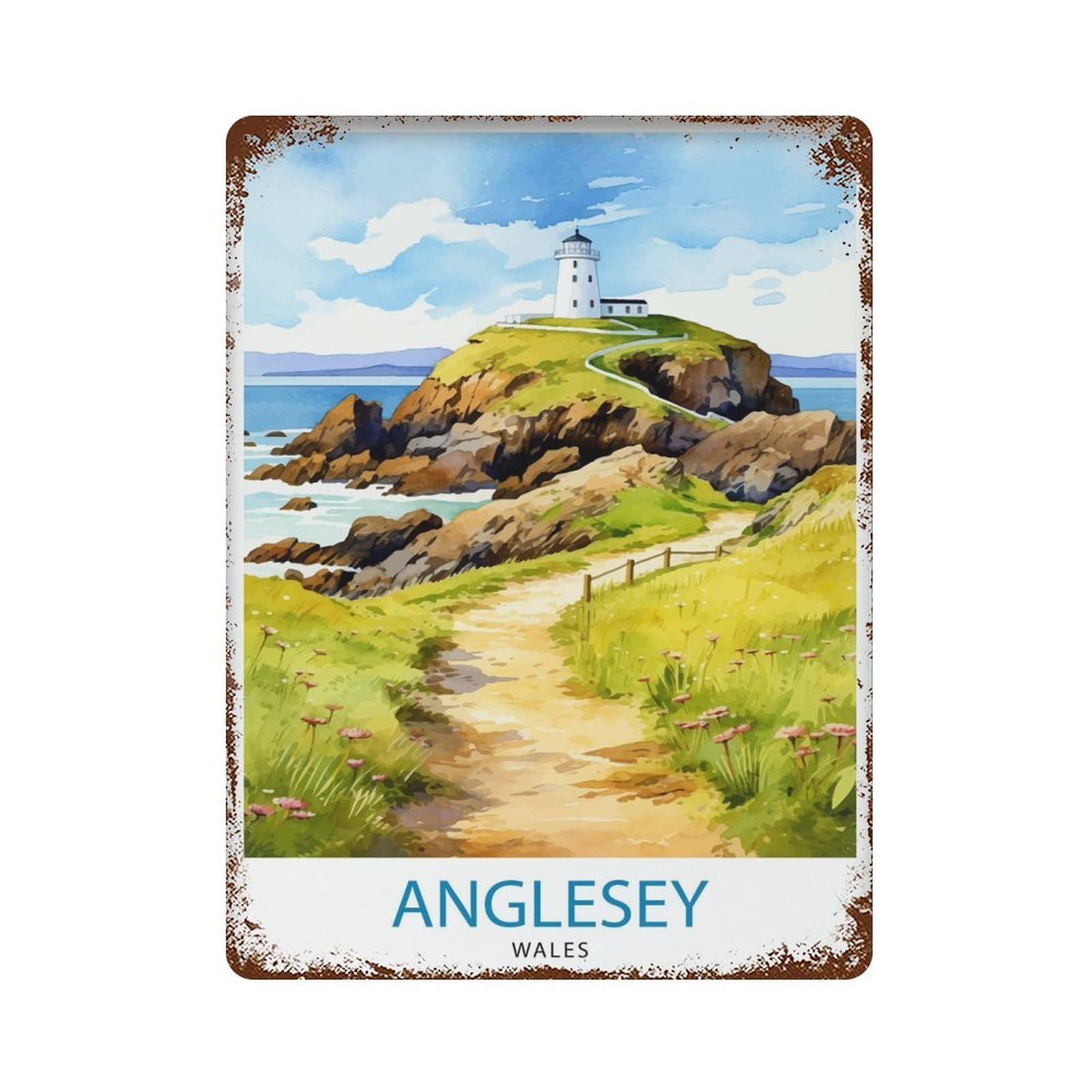 xiaoxiaoshen Anglesey Wales Travel Wall Decor Art Metal Tin Poster Modern Home Decor Art Home Bar Shop Decorations Vintage Sign 40x30cm