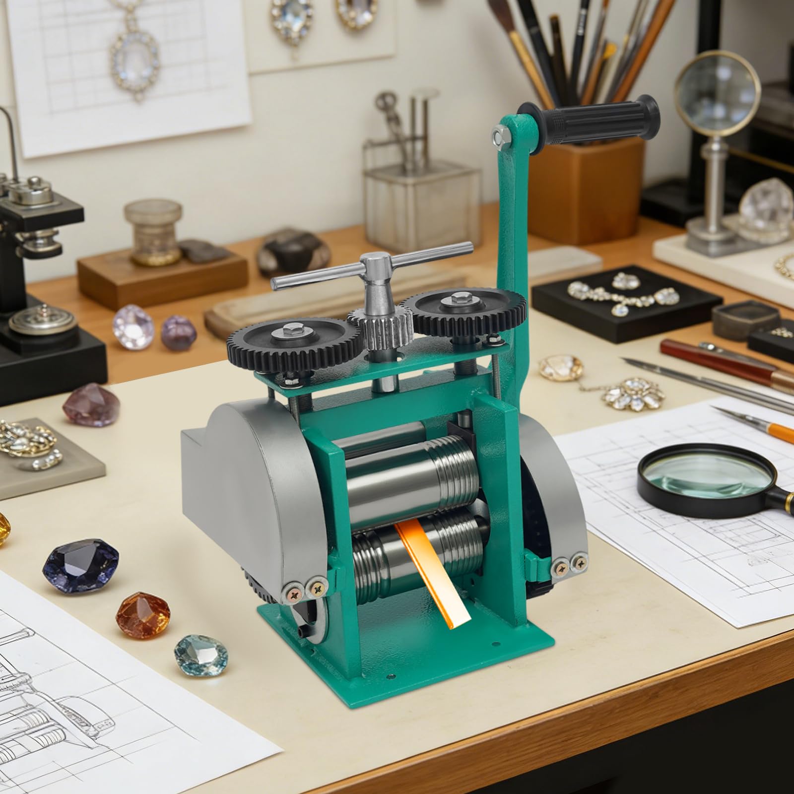hongward Rullo per gioielli manuale 3 in 1, piegatrice per anelli, strumento manuale per gioielli e goffratura, strumenti per la creazione di gioielli in oro e argento, riparazione e fai da te