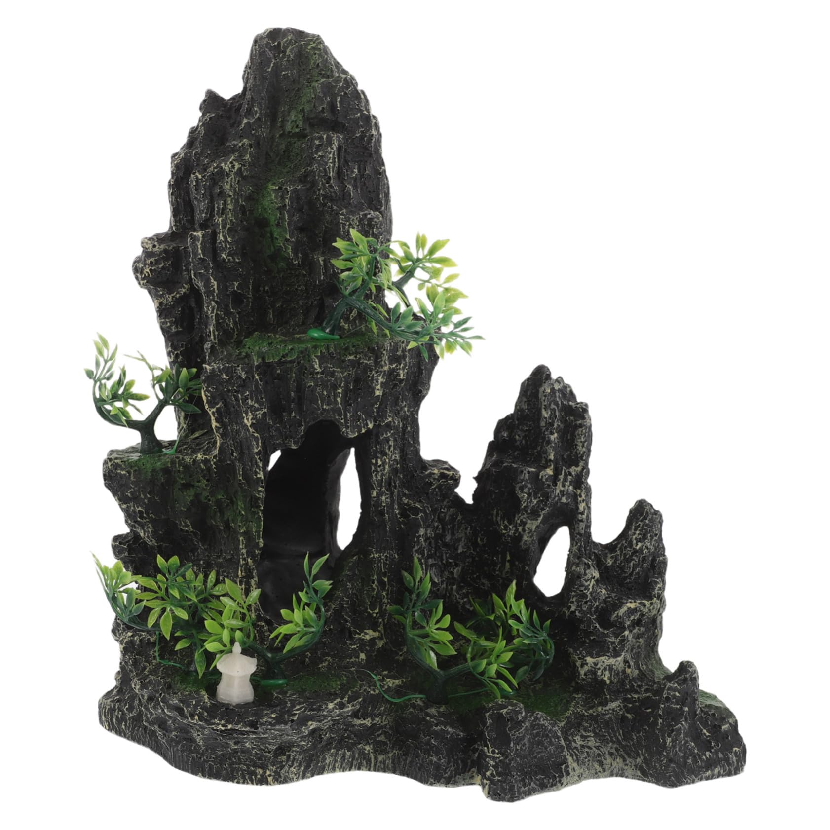 Kisangel Fish Tank Decoration Resin Aquarium Rockery with Shrimp Breeding Cave And Betta Hiding Place Artificial Stone for Natural Fish Tank Landscape