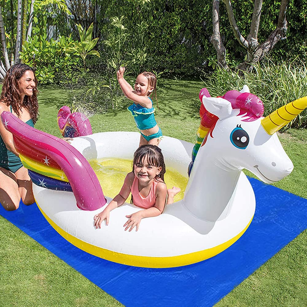 Alfombrilla Rectangular para Piscina Azul, Paño de Piso Plegable para Piscina Protector de Suelo Piscina Adecuado para Piscinas, Hinchables y Piscinas para Niños 295 x 206cm
