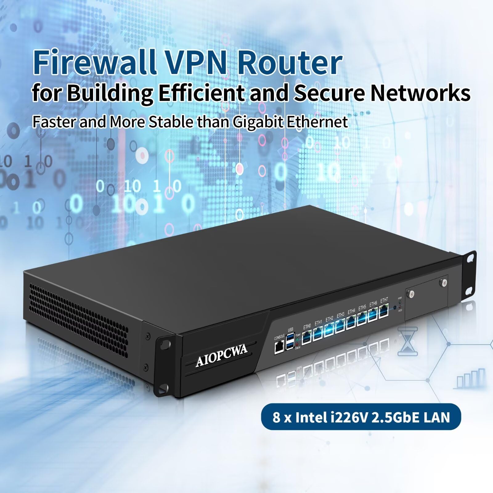 1U Firewall Appliance B150 Core i7 7700, 8X i226V 2.5GbE LAN Firewall Hardware VPN Router PC, DDR4 OPNsense Hardware 19”Rackmount for Homelab Server with VGA, SIM, Barebone