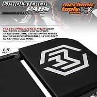 Vista 8 de M-AUTO Enredadera plegable en forma de Z de 2 en 1, silla rodante plegable para auto y asiento, 36" Silla de garaje ajustable con ruedas, capacidad