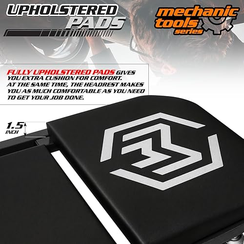 Miniatura 8 de M-AUTO Enredadera plegable en forma de Z de 2 en 1, silla rodante plegable para auto y asiento, 36" Silla de garaje ajustable con ruedas, capacidad