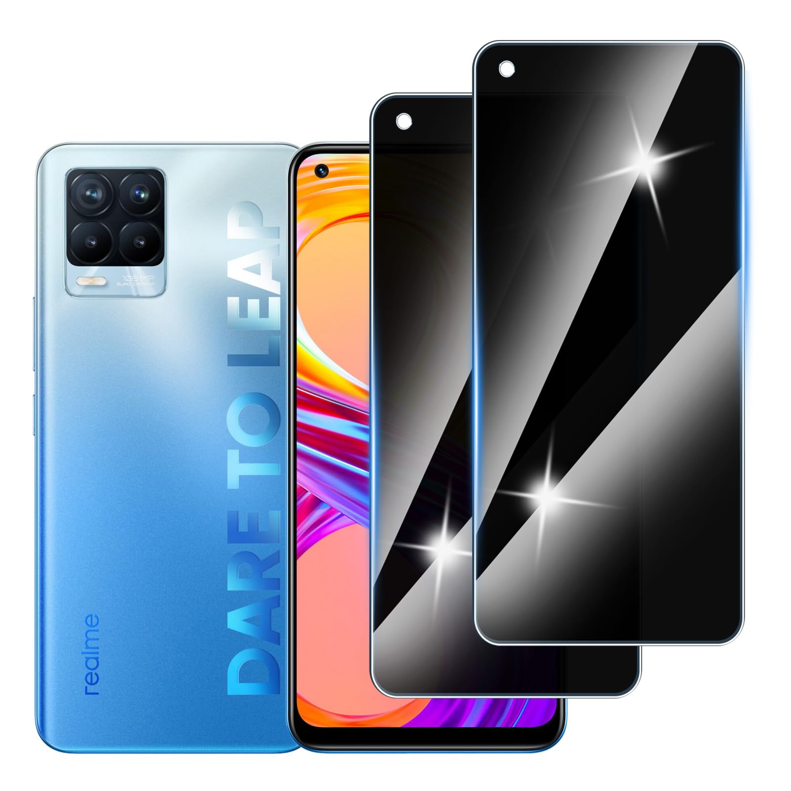 HHUAN - 4 Pack Pellicola Protettiva per Realme 8 RMX3085, 9H Durezza Vetro Temperato Screen Protector Film Anti Graffo in Vetro Temperato per Realme 8 RMX3085 (6.40