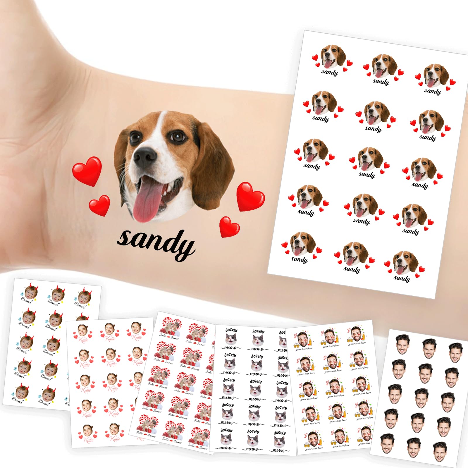 Custom Temporary Tattoos Personalized Tattoos with Photo Face Name Logo Customized for Adults Kids Women Men Gift Wedding Birthday Xmas Bachelorette