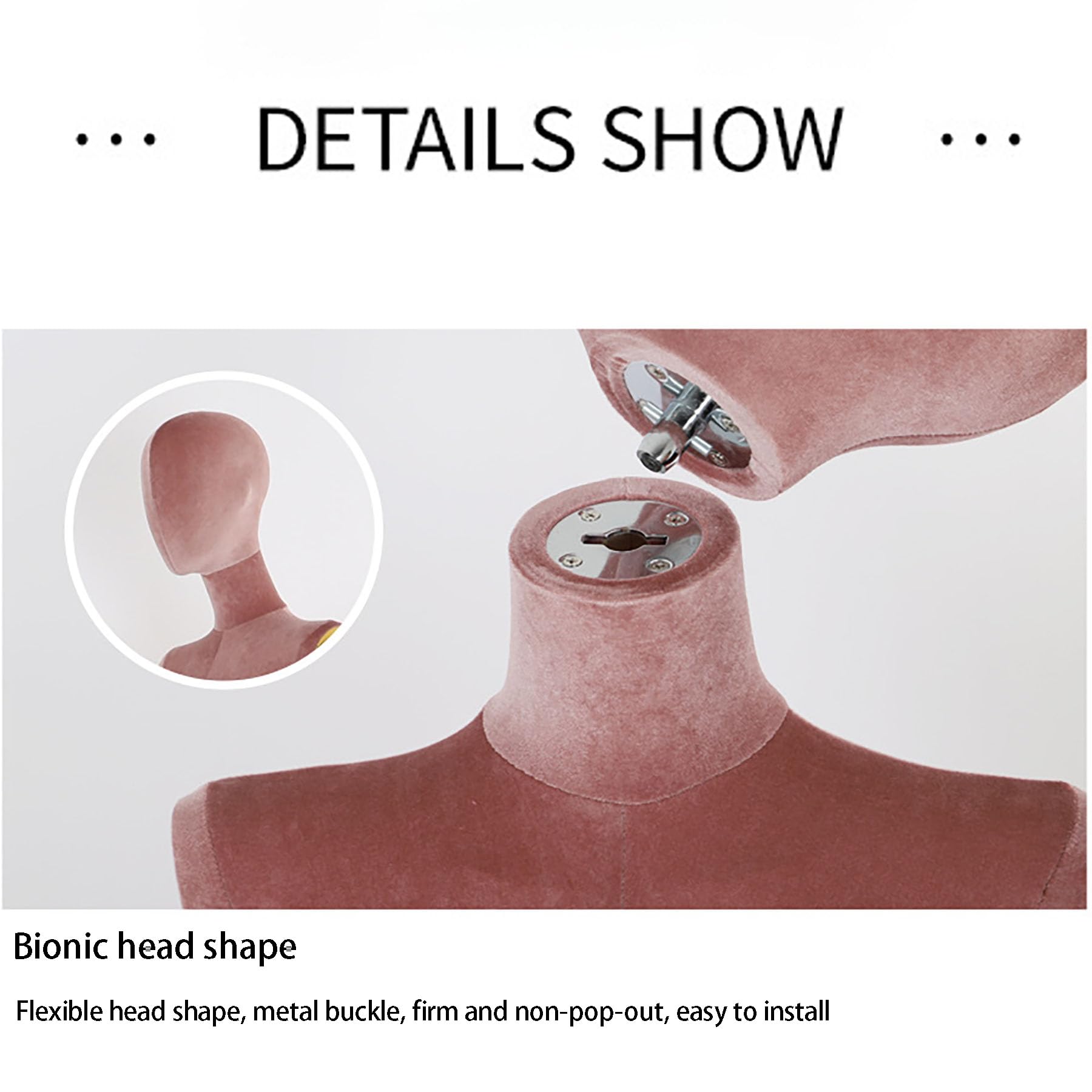 Busto Torso da Donna per vetrine, Manichino da vetrina, Manichino Sartoriale da Donna, Regolabile in Altezza Fino, Busto manichino Testa, Busto da Donna Manichino,B,3
