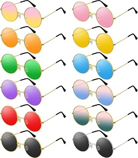 4/8/10/12/20/28 Pairs Hippie Sunglasses Round Hippie Glasses 70s Party Decorations Multicolored Glasses for Women