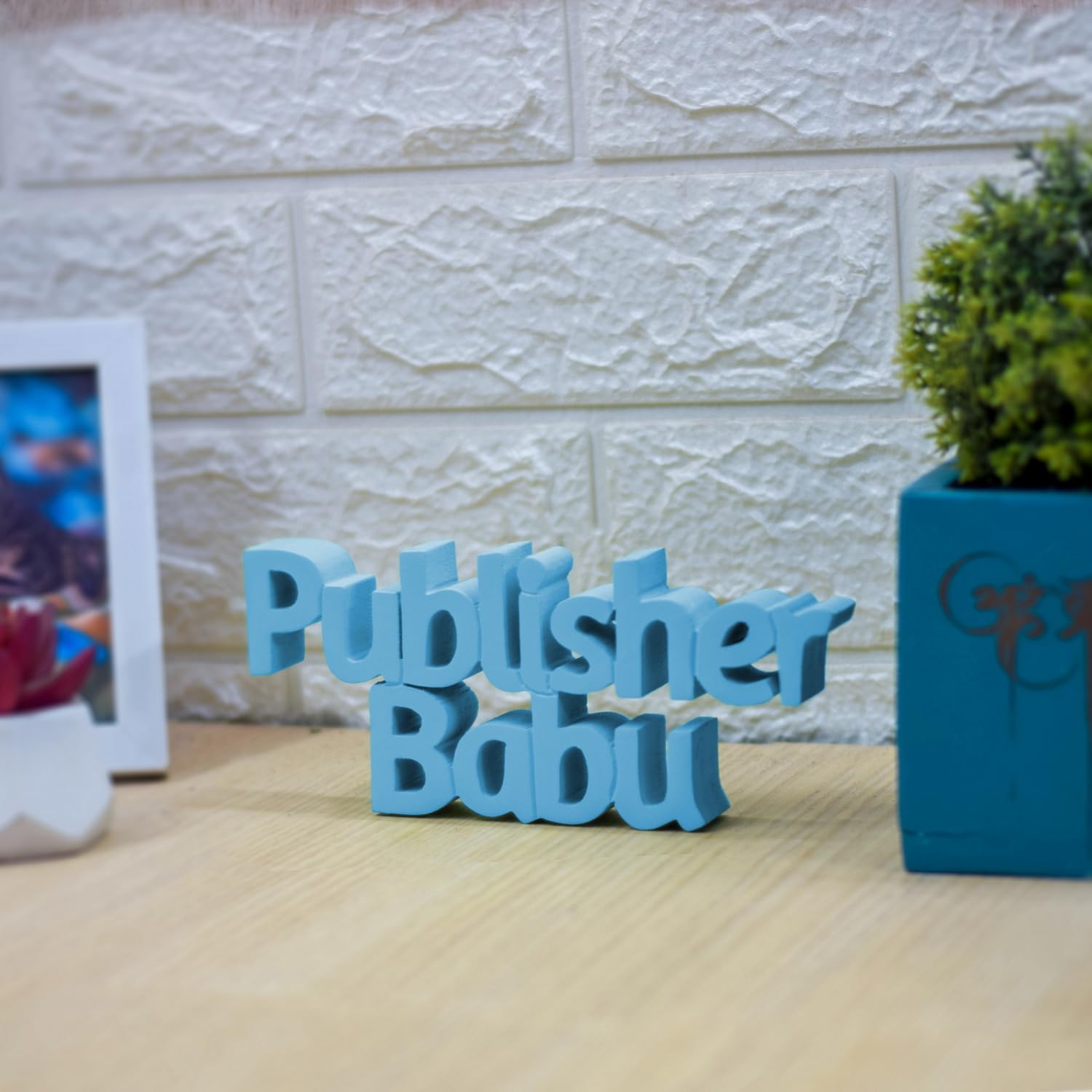 NUKKAD TALES Publisher Babu Blue Office Decor Showpiece Office Décoration Items for Office Table Corporate Gifts for Employees Gift for Publishers (8 x 3.50 inch)