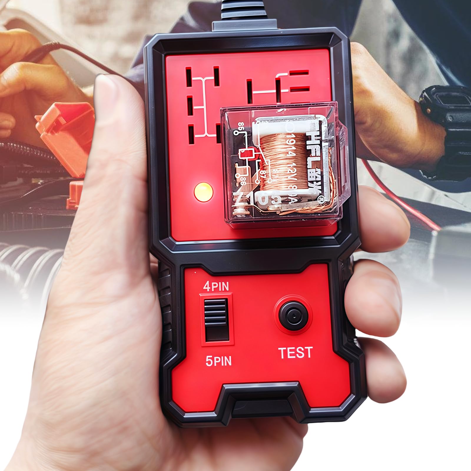 Comprobador de relé de coche de 12 V: probador de relé portátil con clips, dispositivo de diagnóstico profesional, comprobador de batería de coche, relé para barcos, motocicletas, herramientas