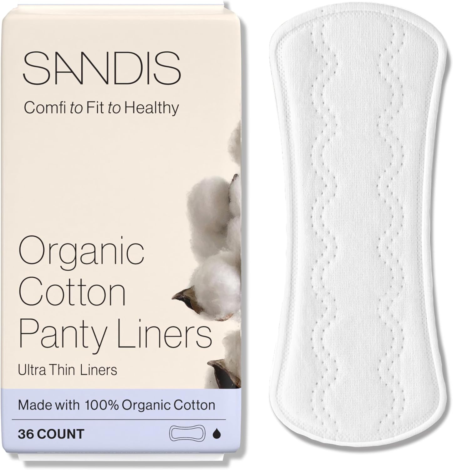 SANDIS Premium 100% Organic Panty Liners – Chemical Free Cotton Ultra Thin Liner for Women | Feminine Sanitary Napkins Unscented Everyday Use Leak Protection (Regular, 36 Count, Wrapped) SANDIS Premium 100% Organic Panty Liners – Chemical Free Cotton Ultra Thin Liner for Women | Feminine Sanitary Napkins Unscented Everyday Use Leak Protection (Regular, 36 Count, Wrapped)