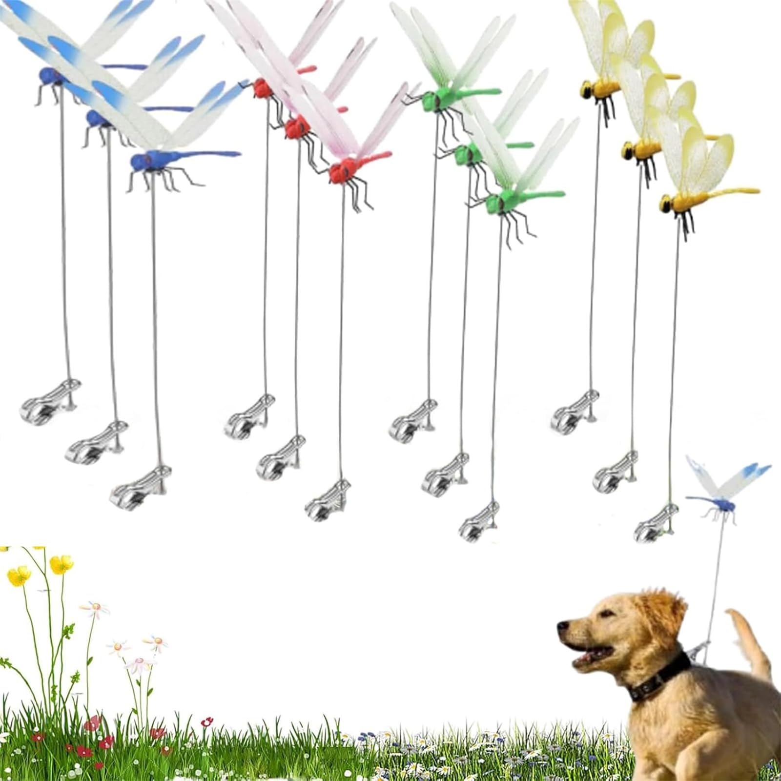 GETBSTOOP Dragonfly Clip, 3D Dragonfly Garden Stakes Decor, Realistic Garden Decoration Clip, Multi-Purpose Hat Clips Insert Clamp, Bug-Repellent Ornament for Indoor, Outdoor, Garden & Patio