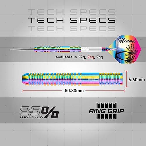 Miniatura 4 de RED DRAGON Miami - Juego de dardos profesionales de tungsteno con vuelos y tallos