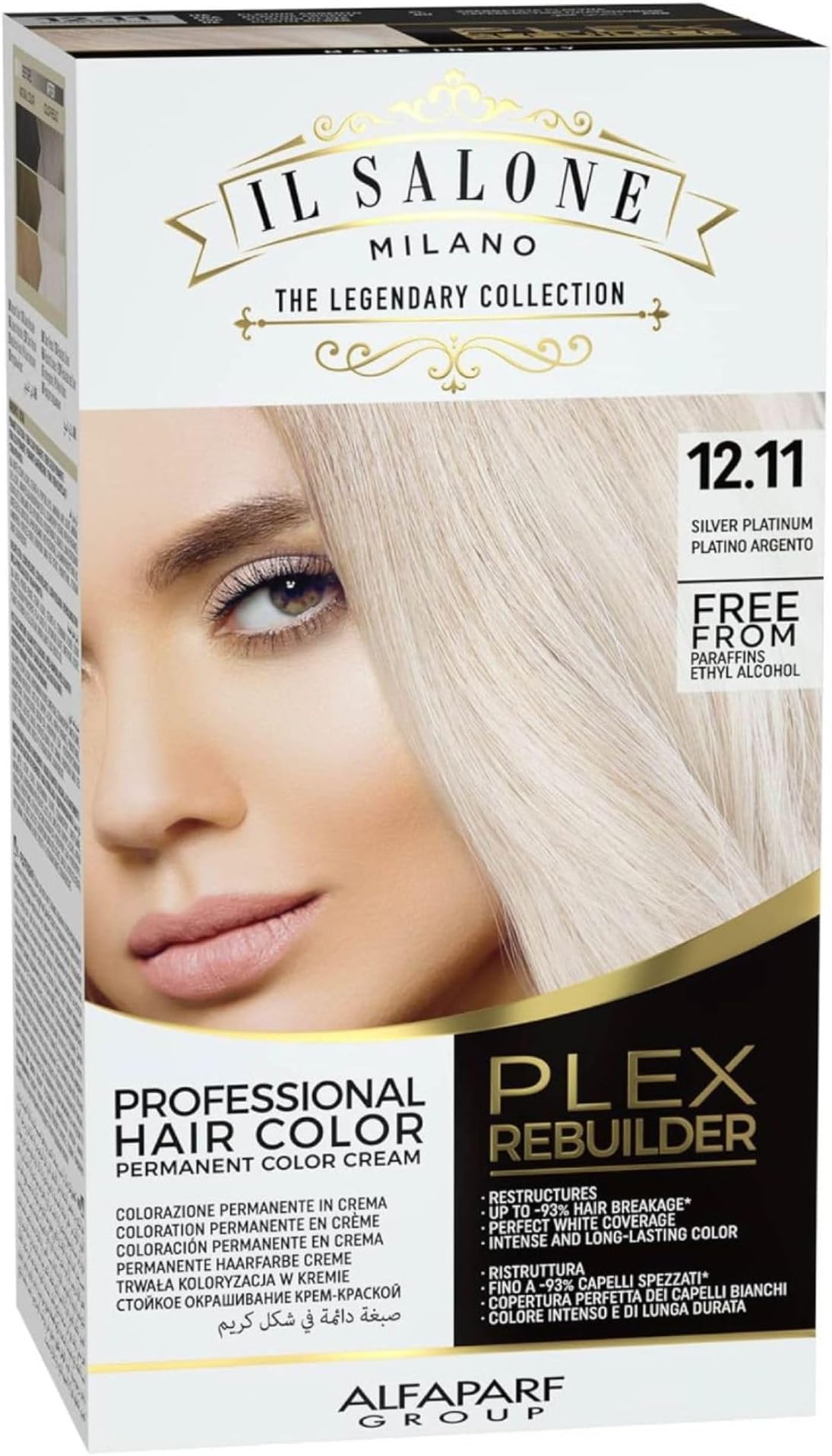 Plex Rebuilder Permanent Hair Color Cream - 12.11 Silver Platinum Hair Dye - Professional Salon - Premium Quality - Protects and Restructures - Paraffin, Paraben, Ethyl Alcohol Free