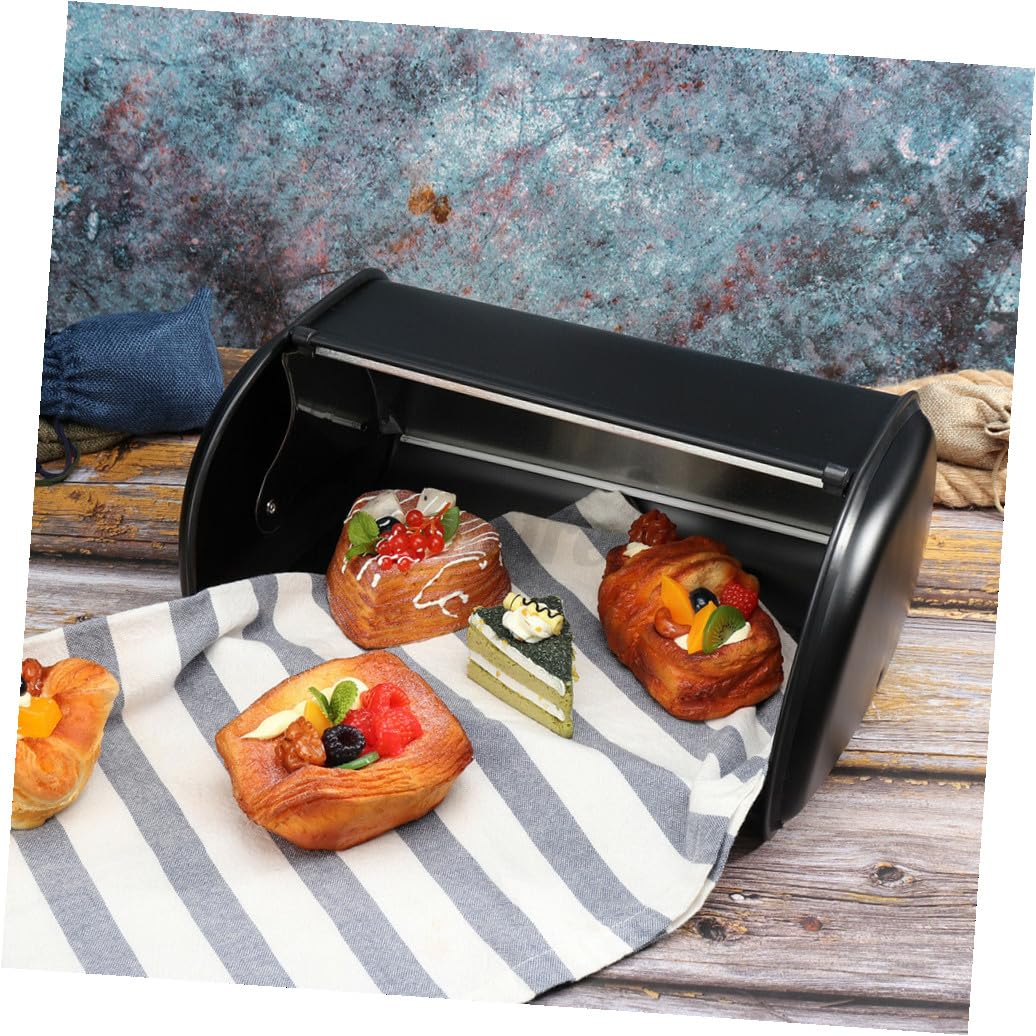 TEHAUX Metall Brotkasten mit Frontöffnung Platzsparende Aufbewahrungsbox aus Gebürstetem Metall Große Kapazität für Brot Gebäck und Küchenutensilien Vielseitig für Haushalt und Bäckerei