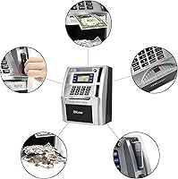 Vista 6 de alcancía parlante estilo cajero automático para niños con tarjetas de débito, memoria de apagado, cajón de apertura automática para dinero real