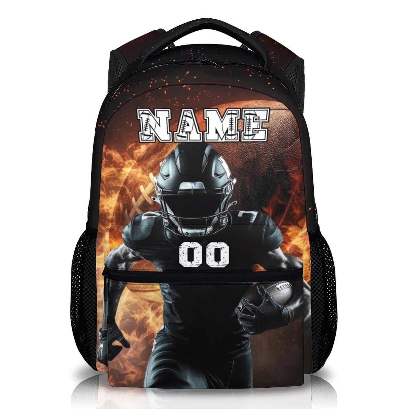 Personalized Kids Backpack for Boys, 17 Inches Football School Backpacks for Elementary Middle School, Football Schoolbag Gifts Ideas, Custom Name