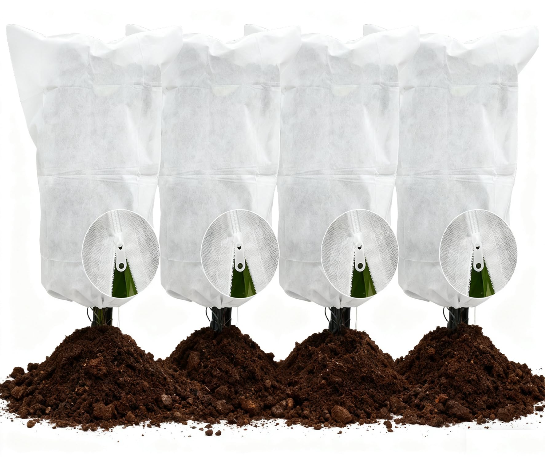 EAONE Paquete de 4 cubiertas para plantas de protección contra congelación, blanco-L