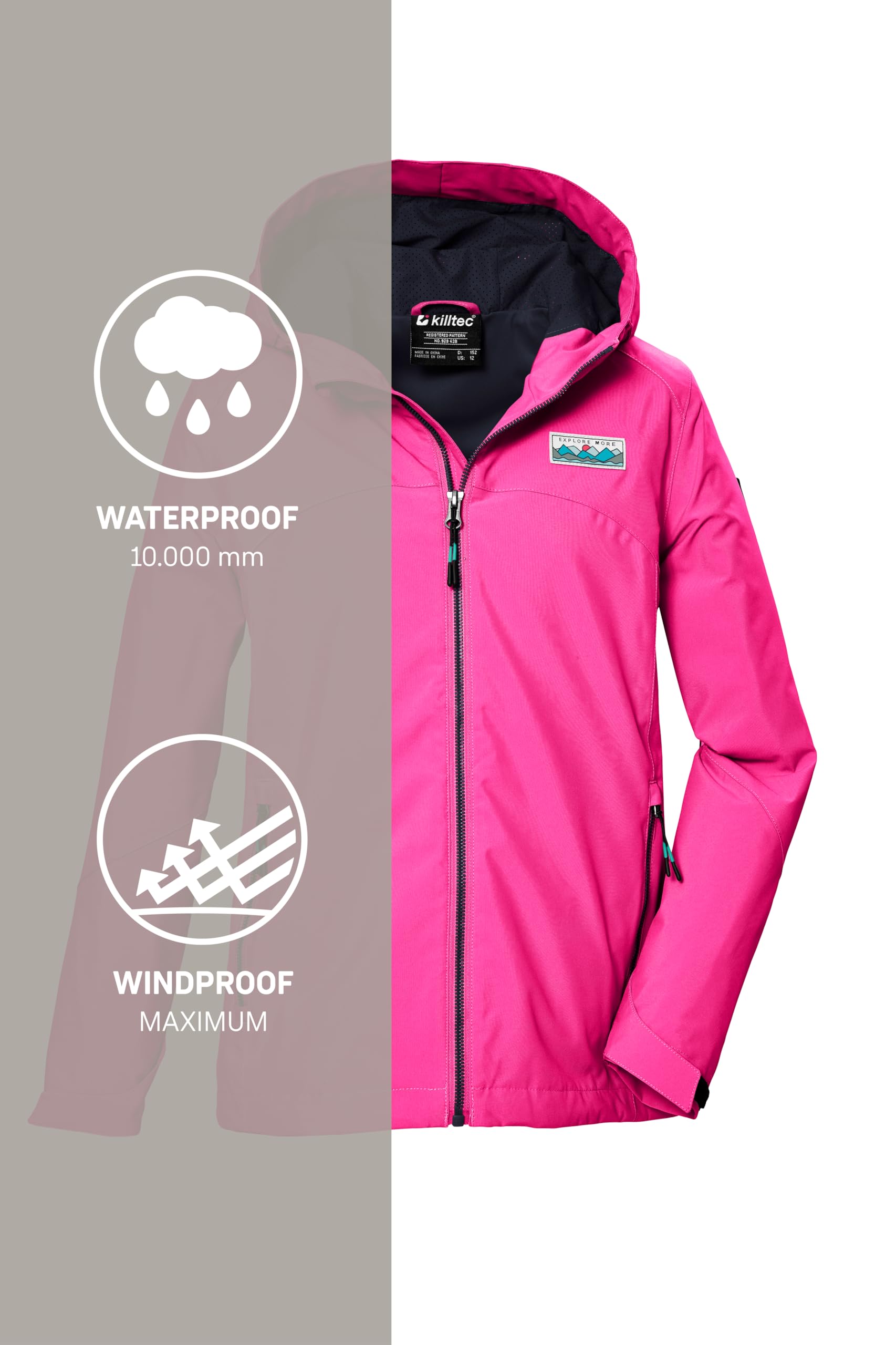 Killtec Kos 146 Grls Jckt Chaqueta funcional impermeable/chaqueta impermeable con capucha Niñas