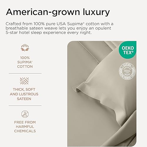 Miniatura 3 de Threadmill Sábanas California King, sábanas de algodón Supima americano certificado, calidad hotelera de 1200 hilos, juego de sábanas de lujo de 4