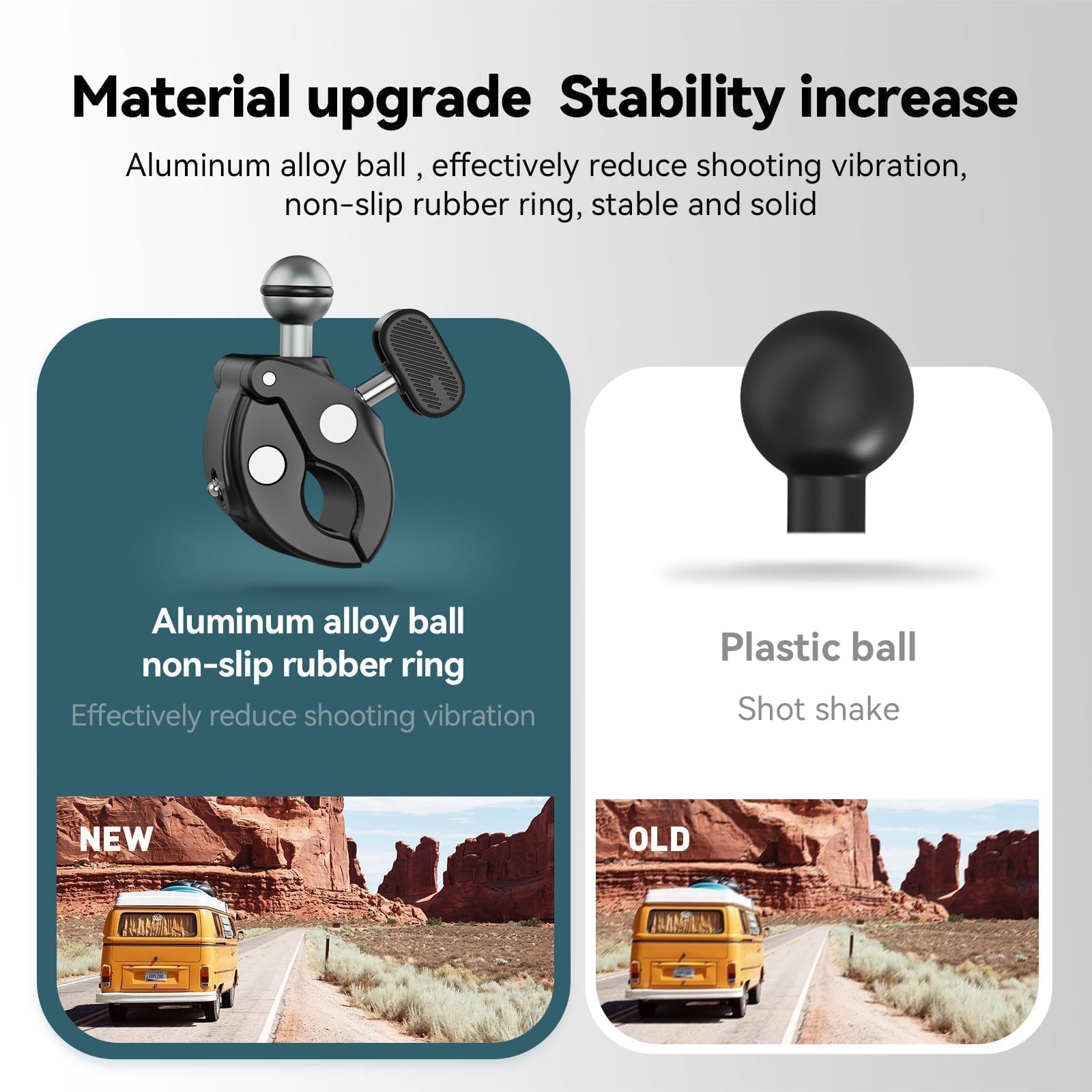 TELESIN Supporto Moto/Bicicletta per DJI Osmo Action 6/5 Pro/4/3, Pocket 4/3, Nano, GoPro Hero 13/12/11/10/9, Insta360, con Doppia Testa a Sfera 360° e Adattatore 1/4"-20mm, Accessori per Action Cam