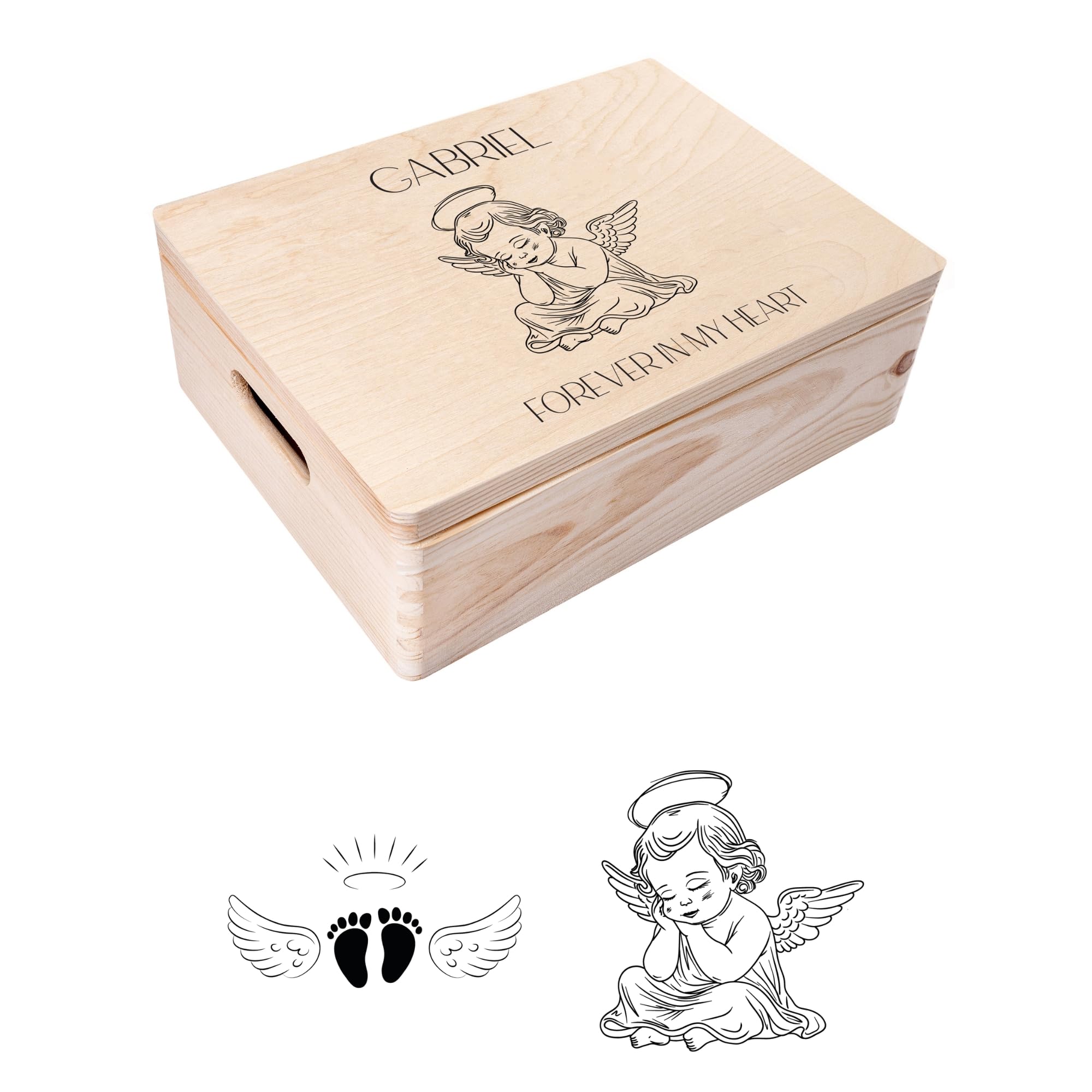 Creative Deco Personalised Memory Baby Loss Box | Custom Keepsake Boxes | Multi-Design | Customised Wooden Storage Box with Hinged Lid