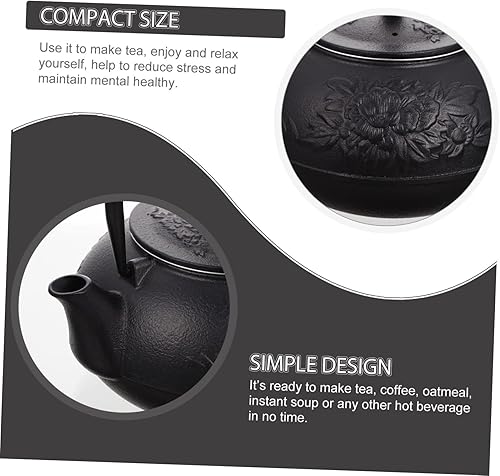 Miniatura 6 de Tetera de hierro fundido Calefacción Olla de agua con mango Tetera Estufa Tetera de calentamiento de agua Olla de agua Tetera engrosada Tetera de