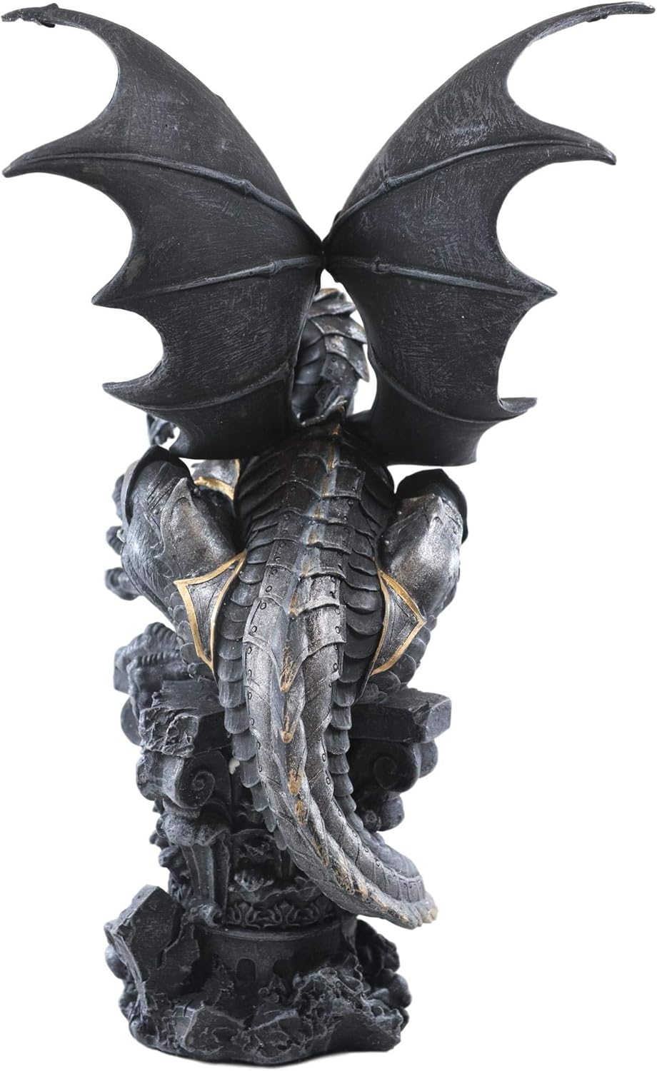 Ebros Metallo Gray Steampunk Robotic Dragon Perching On Gothic Pillar Tea Light Candle Holder Statue 11.5" Tall Dungeons Dragons Myths and Legends Figurine