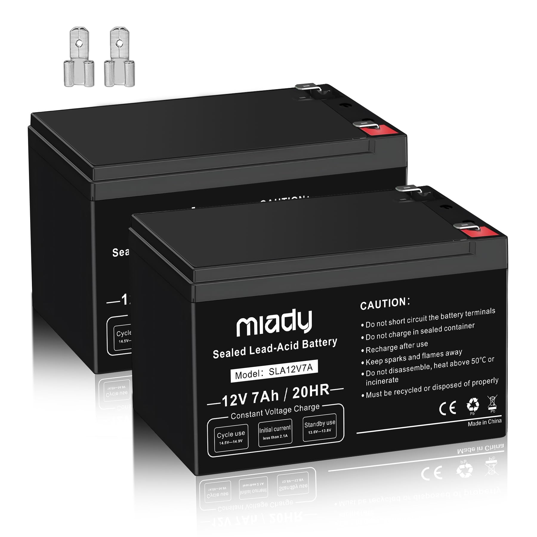 Miady 12V 7Ah Rechargeable Sealed Lead Acid Battery (2 Pack)