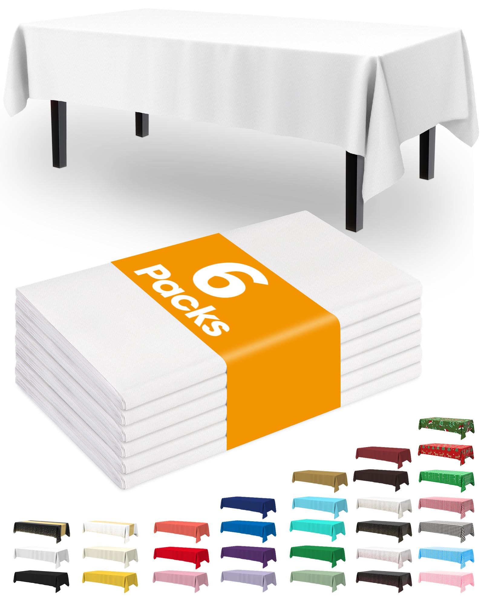 Pureegg Plastic Table Cloth Disposable 6 Pack - tablecloths | Mubboo