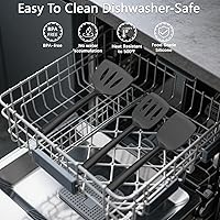 Vista 5 de Coukre 3 Pack Silicone Spatula Set, High Heat Resistant, BPA-Free, Fish Spatula, Solid & Slotted Turner for Non-Stick Pans, Flipping Eggs, Pancakes