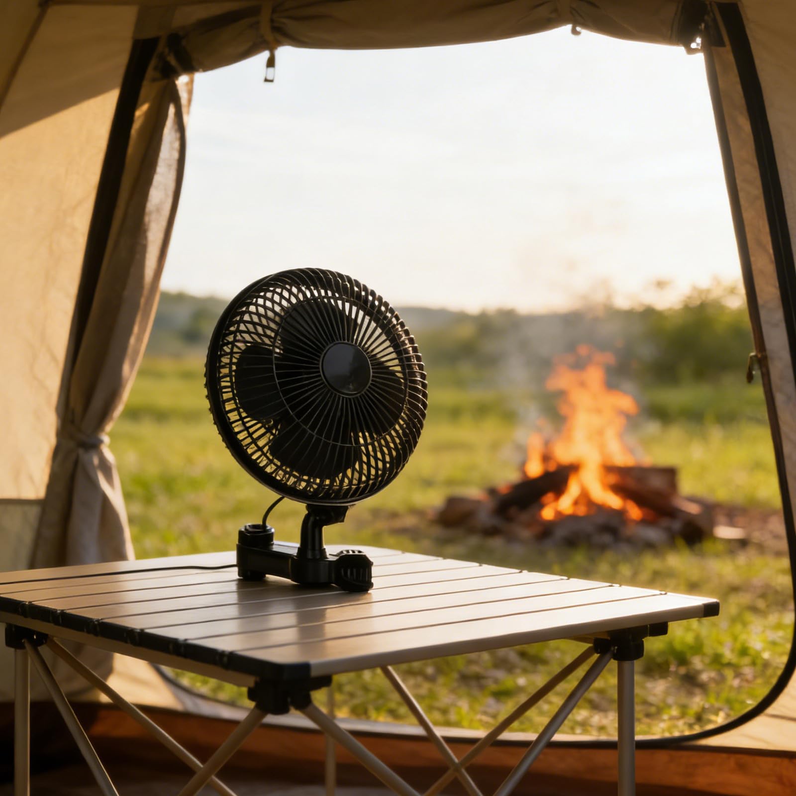CLISPEED Ventilador Clip Portátil para Fiesta Verano, Ventilador Oscilante Abrazadera para Dosel y Mesa, Material Abs Imán de Cobre, Ligero Larga Duración