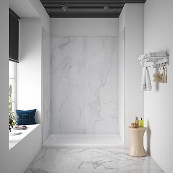 OVE Decors Arroyo Alcove Shower Walls 60 in. x 32 in. 80 in. in Carrara