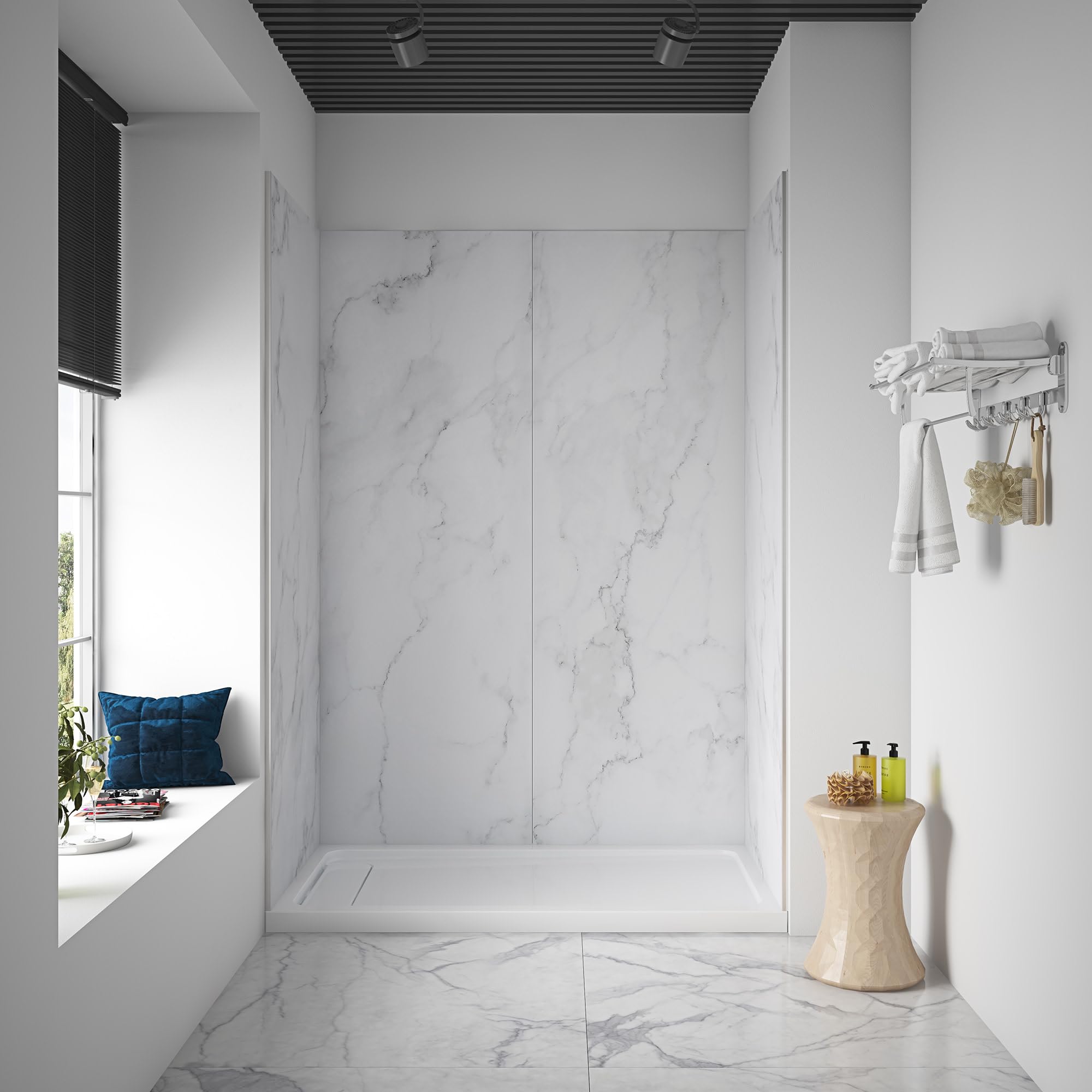 OVE Decors Arroyo Alcove Shower Walls Carrara