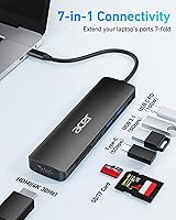 Vista 2 de Acer USB C Hub, Dock USB-C a HDMI 7 en 1, 2 USBA 3.1 GEN1 y puerto de datos Type-C de 5Gbps, puerto HDMI 4K, carga PD de 100W, lector de tarjetas