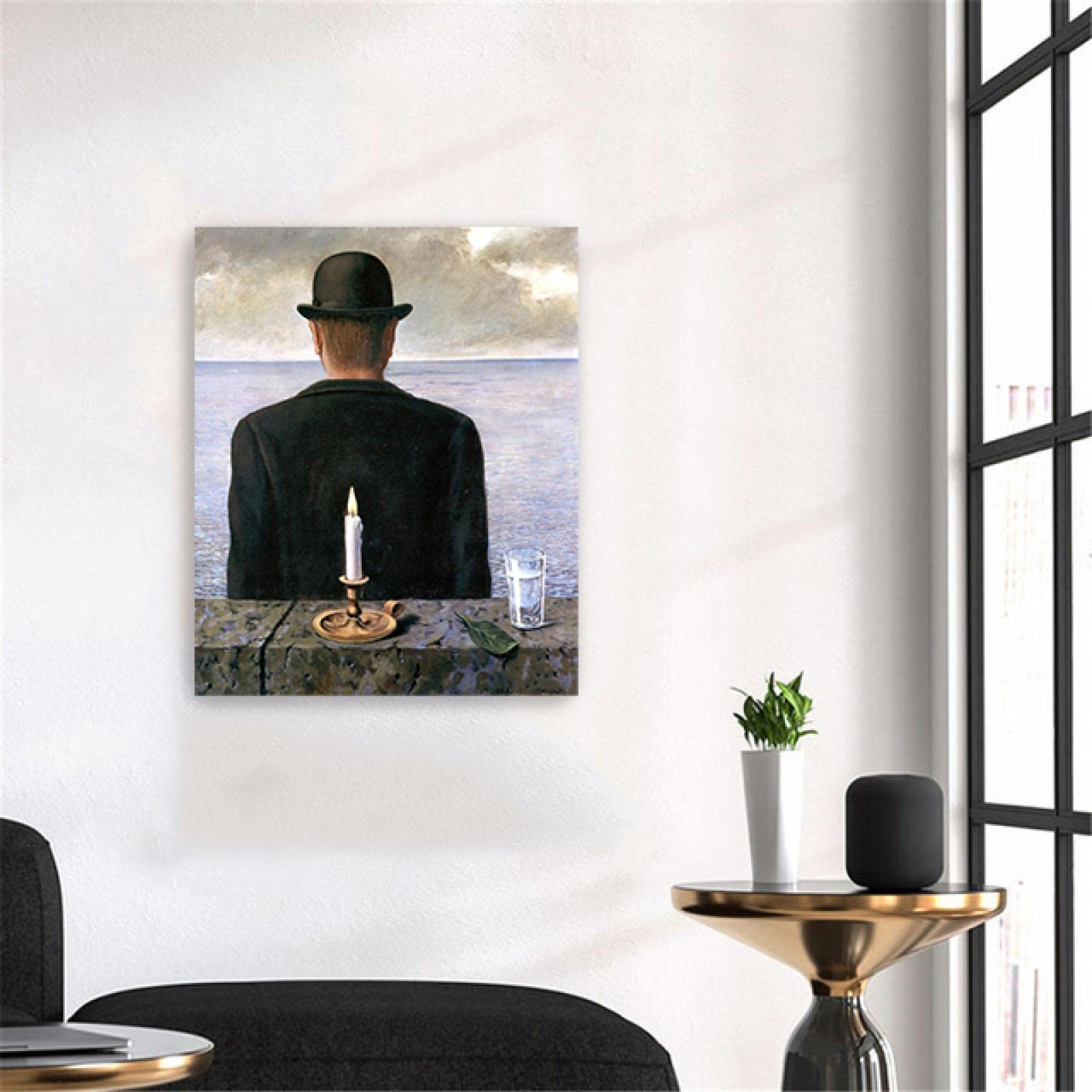 JZSDGB Decoracion Cuadro Lienzo-René Magritte(canción de las sirenas)-Reproducciones de Pinturas en Lienzo-Famoso Lienzo Arte de la Pared Carteles e Impresiones 50x65cm(19x26in) Enmarcado