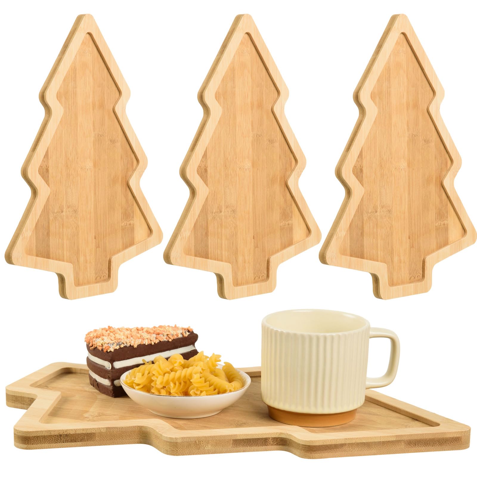 Holztablett in Weihnachtsbaumform, 37 x 28 x 1 cm, 3 Stück