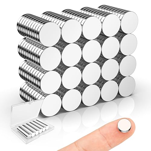Round Magnets, Caturledas 200 Pack 10x2 mm Small Magnetic Rare Earth Neodymium Fridge Magnet for Home Kitchen Office School Magnetic Bookmark Notebook Diary Keychain, Silver - 10x2 mm - 200