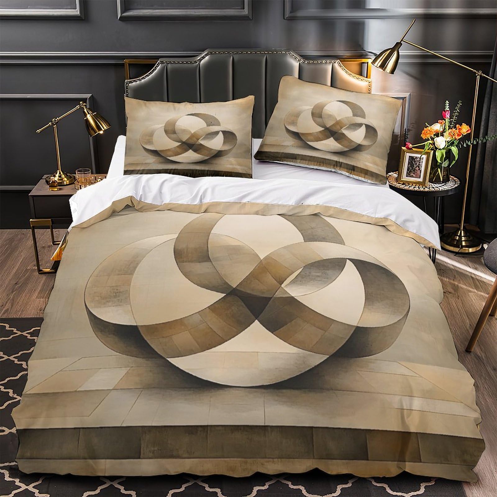 Parure de lit microfibre motif tourbillonnant coloré 3D de qualité premium super king