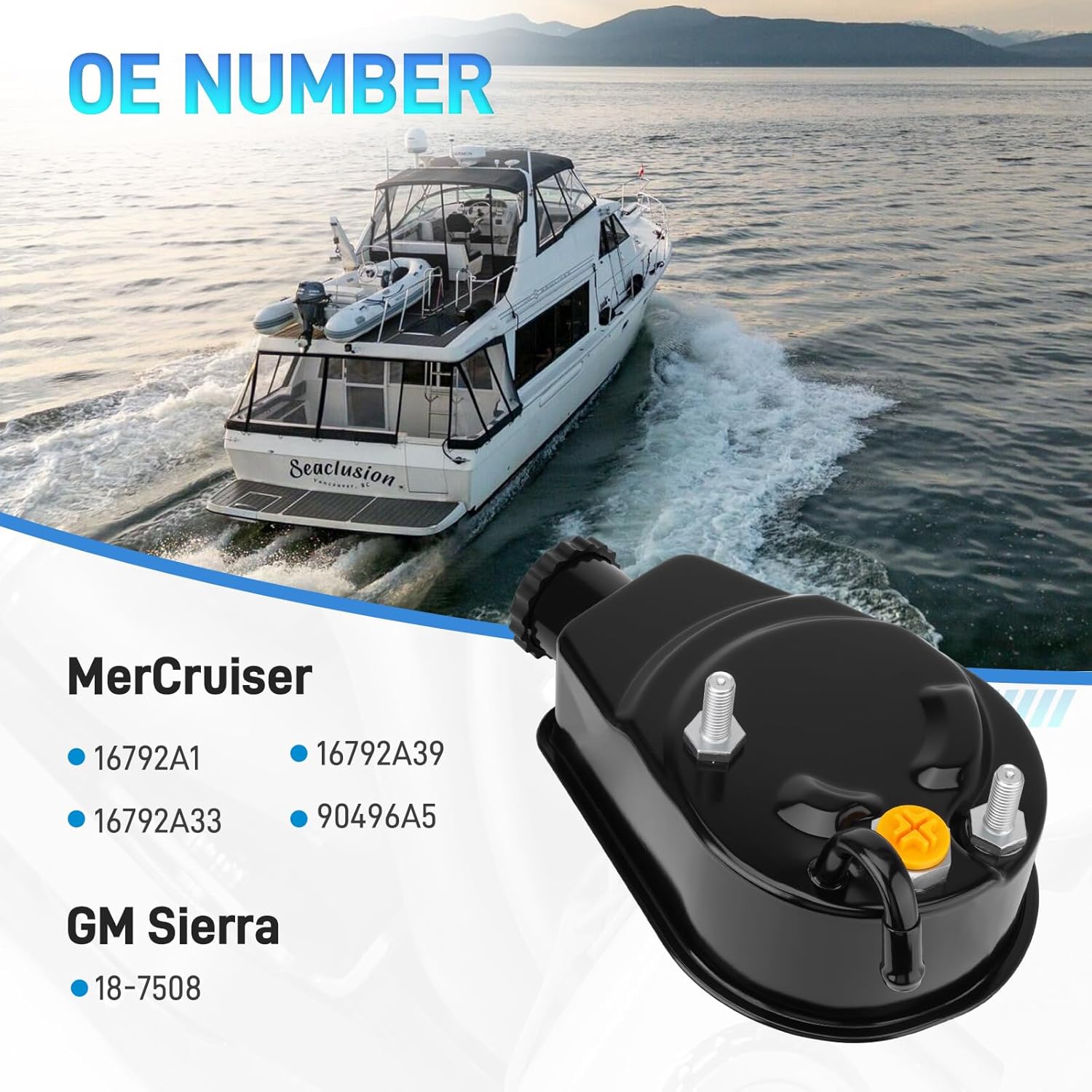 Power Steering Pump Compatible with MerCruiser Sterndrive Alpha Bravo 4.3L 5.0L 5.7L 6.2L 7.4L V8 V6 and GM Sierra 18-7508 Replaces # 16792A1, 16792A33, 16792A39, 90496A5, 18-7508