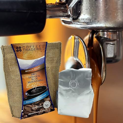 Miniatura 2 de Coffee Traders Café cien por ciento Jamaica Blue Mountain con certificado de origen, tostado medio y molido, bolsa de 8 onzas