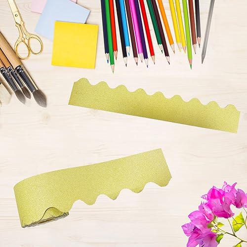 Miniatura 83 de Bordes de tablón de anuncios de 65 pies, bordes festoneados brillantes, borde decorativo para póster, decoración de aula para escuela, tiras de Verde