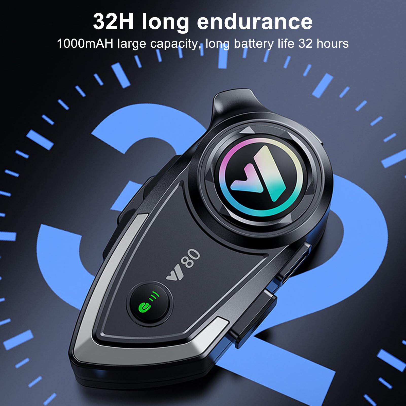 Altoparlanti del Casco da Motocicletta, Auricolare Bluetooth 5.3 Bluetooth IP67 Auricolare per Moto Impermeabile per Cavalcare (nero)