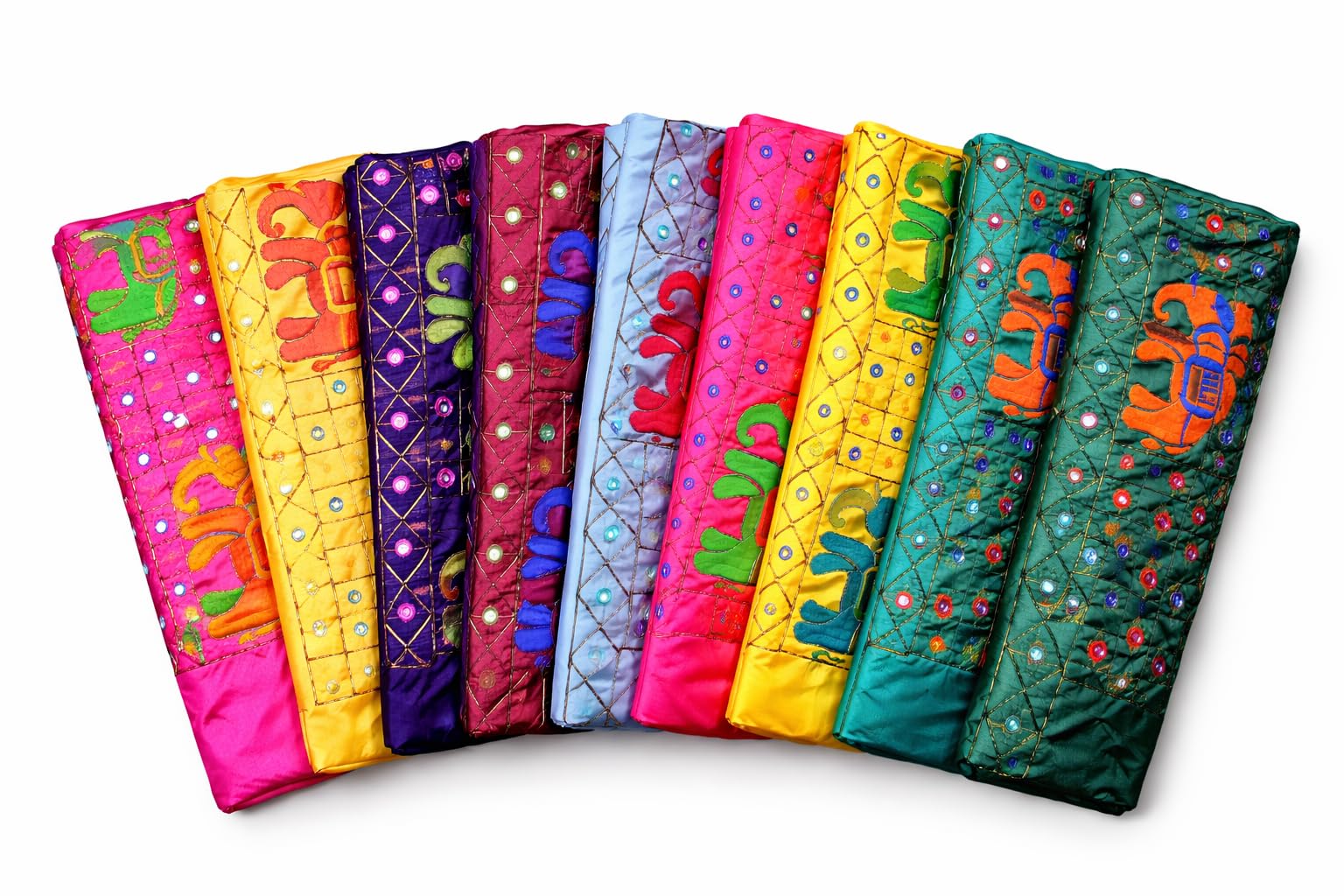 Women's Silk Unstitched Hathi Print Blouse Materials (Multicolor)- Navratri Special, Durga Puja Special, Oti Bharan, Ugadi Special - Pack of 10 - Pattern 5-image-40