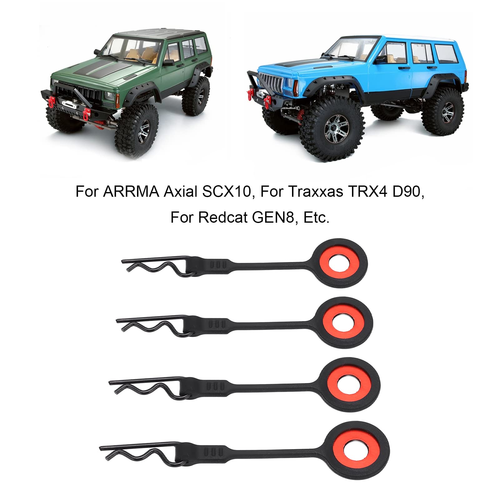 Oumefar 4PCS RC Body Clips Pins RC Car Parts,RC Car Shell Body Fixed Clips Retainer Silicone Metal Universal for 1/10 Model Car (Red Black)