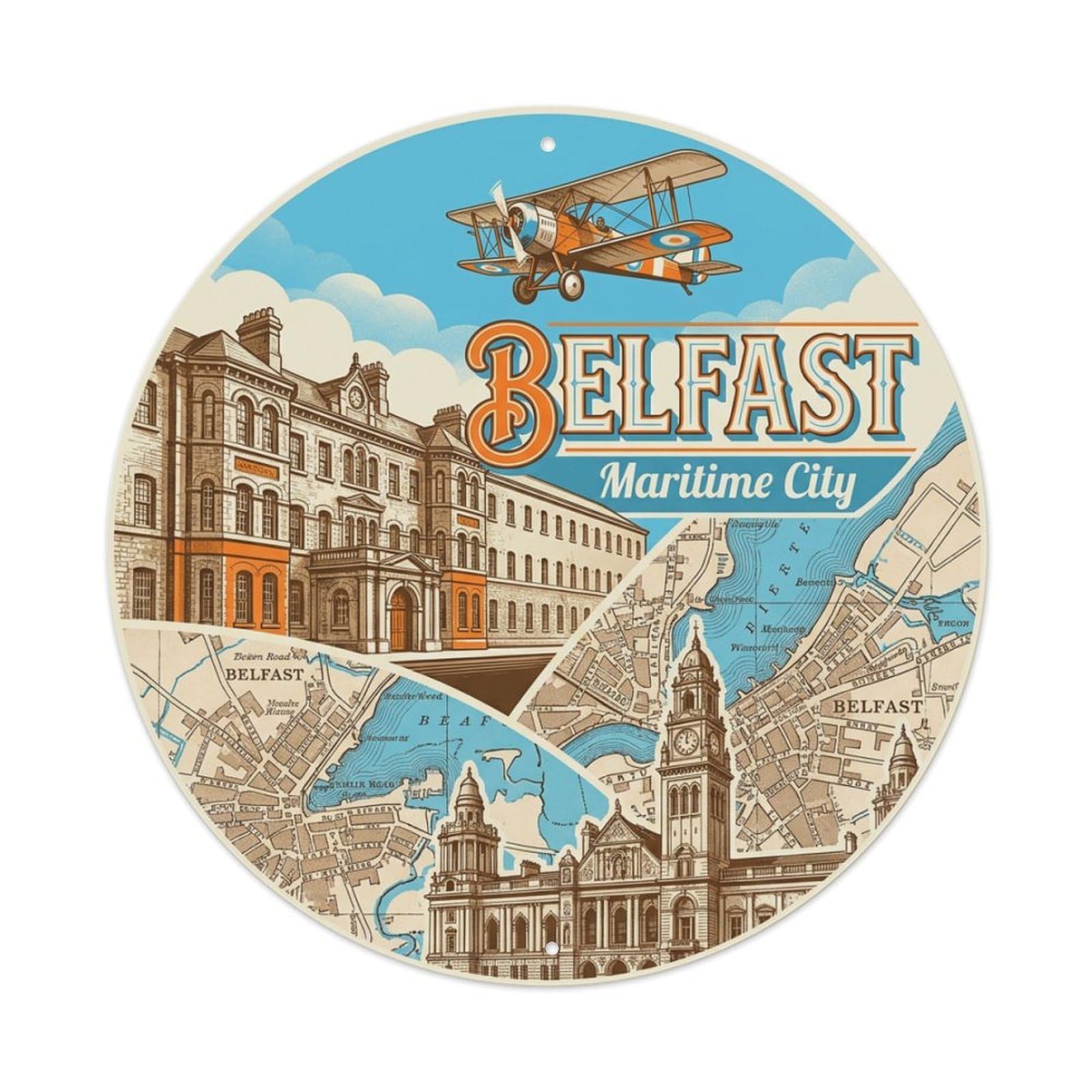 Metal Tin Sign Vintage Travel Belfast Ireland Subject
