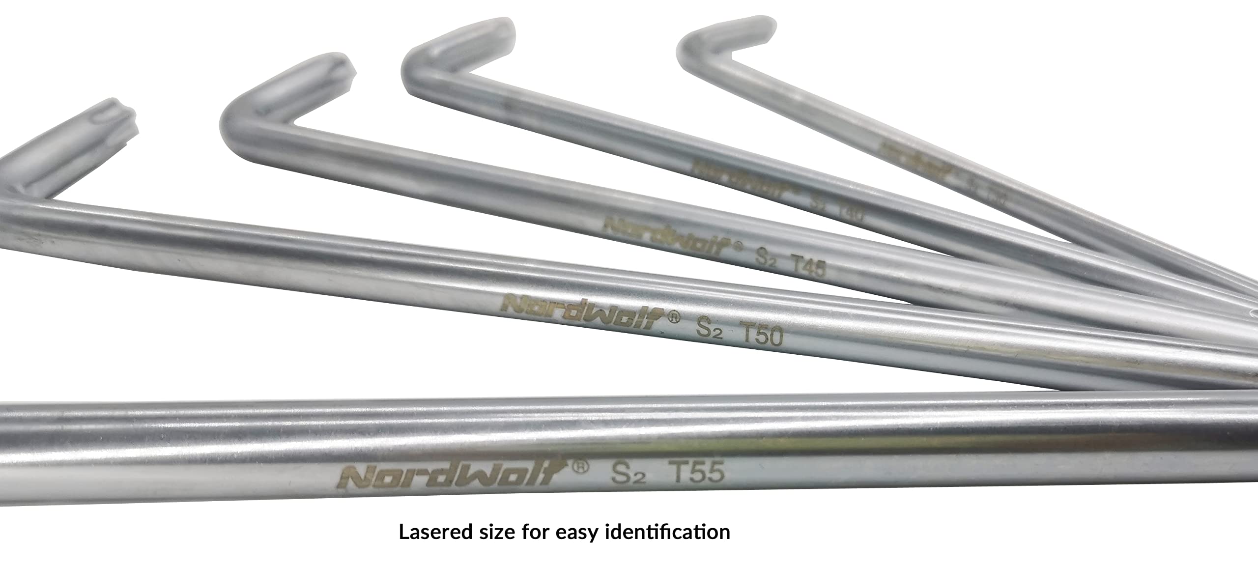 NordWolf 10-Piece Tamper Proof Torx Wrench Set, Long Arm Security Star Keys Made From S2 Steel with Chrome Finish, Sizes T10 to T55 - Image 4