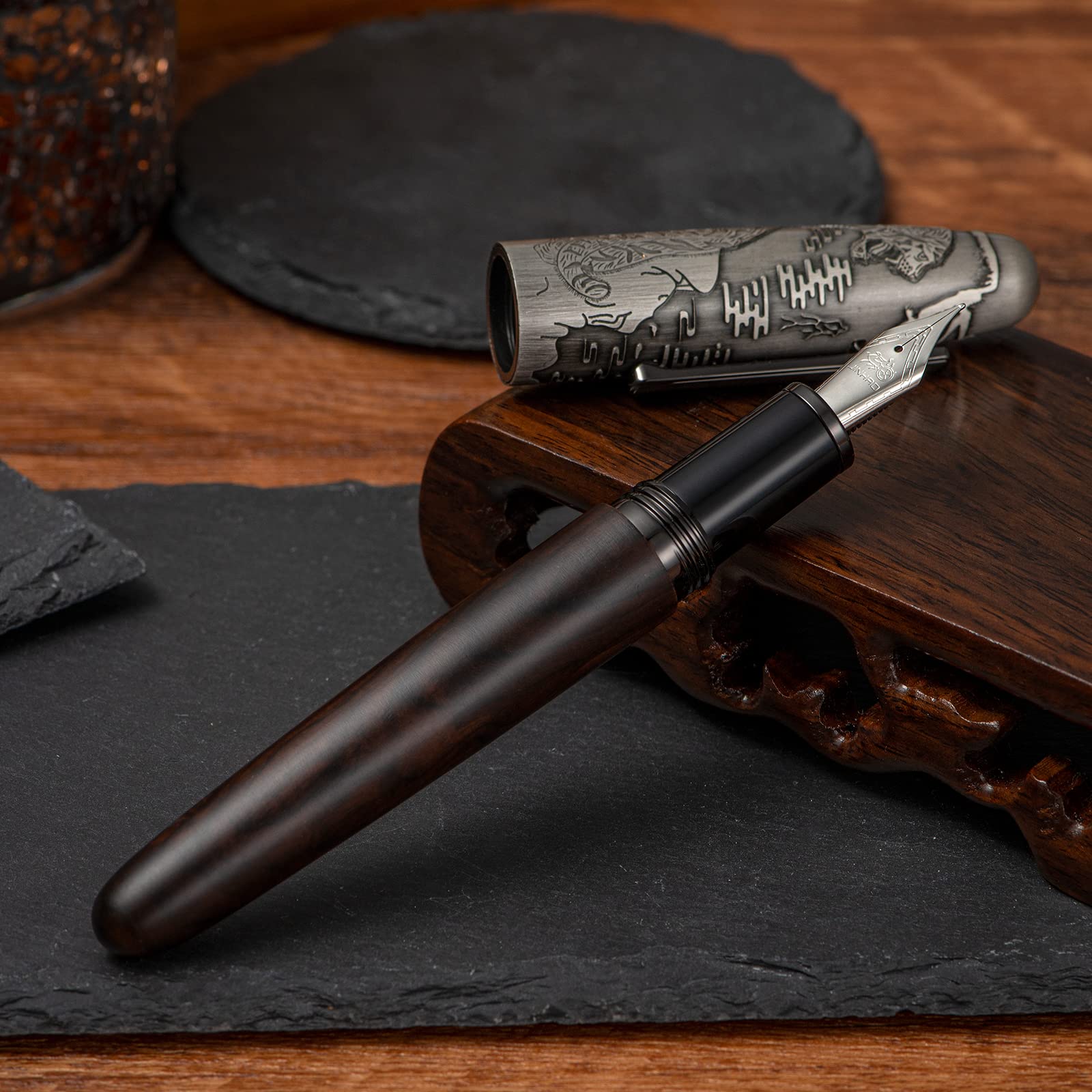 Amazon | Jinhao 9056 万年筆 虎柄レリーフ 極細字、アンティーク