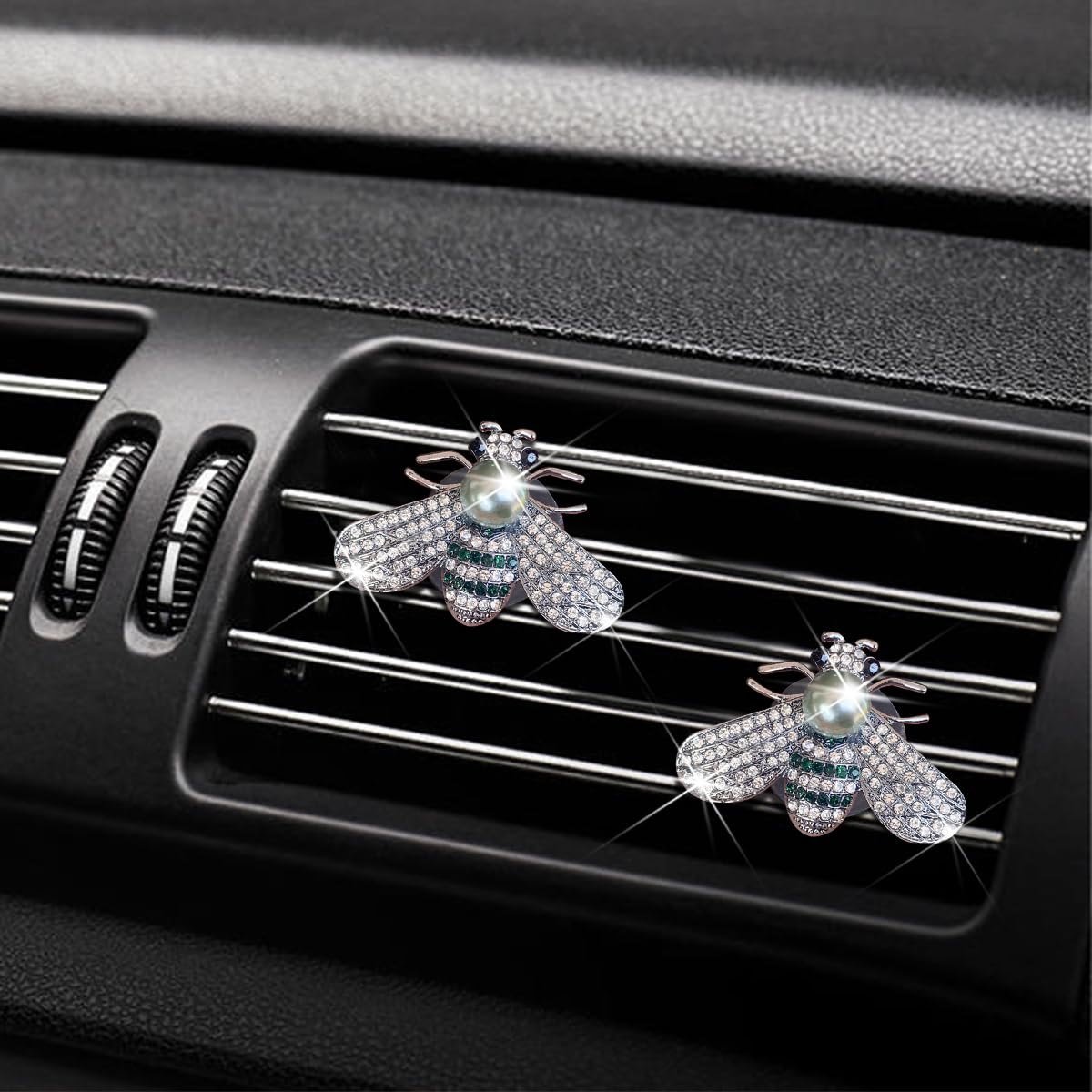 JNNJ 4 Pezzi Clip Di Sfiato Deodorante Auto, Clip per Profumo per Auto, Cristalli a Clip per Diffusore Di Bocchette, Clips Di Sfiato Ape Lucido, Universali Decorazioni Prese D'aria Auto(Stile-1