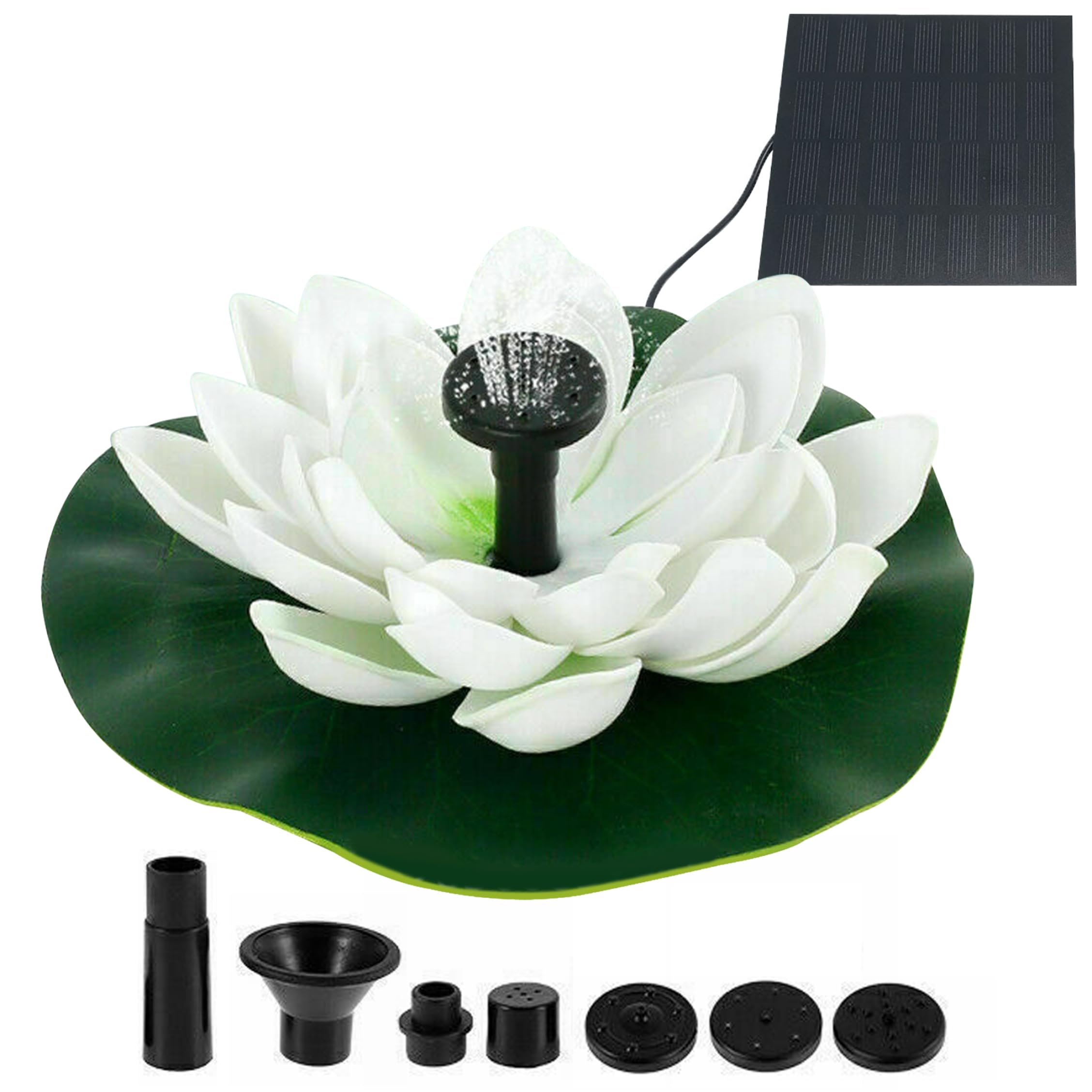 Small Solar Fountain For Bird Bath, Lotus Floating Solar Fountain, Water Pump With Adjustable Nozzles, White (1.5w), Small For Bird Bath